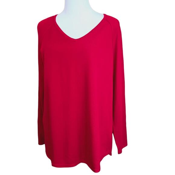 NEW KAREN SCOTT Red Sweater Tunic Top PETITE Large Soft Career Casual Dressy - Picture 2 of 7
